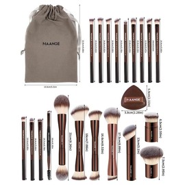 MAANGE Makeup Brushes Set with Storage Bag, 23pcs/set Makeup Blending Brush & Air Cushion Puff Set, Professional Makeup Tools for Women & Girls, Makeup Brush Kit:_Coffee Brown_23pcs/set