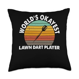 Lawn Darts Clothes For Men And Women Worlds Okayest Lawn Player Darts Jarts Throw Pillow, 18x18, Multicolor
