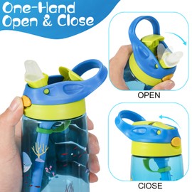 SUPPRUI Kids Water Bottles with Straw for School,480ml Water Bottle Kids,BPA-Free,Leakproof Drink Bottle for Boys & Girls(Pink Rabbit)