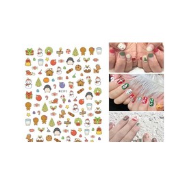 Generic Christmas Reindeer Santa Tree Snow Snowman Bear Penguin 3D Nail Sticker Wg393 Nail Wraps Stickers Manicure Supplies for Women Nails Full Long Lasting Easy Apply and Remove