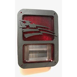 American Flag Soldier in 3D - Black for Jeep Wrangler JK/JKU Rear Tail Light Covers (07-18) - Love USA