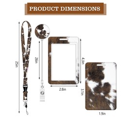 SUPSLOTH ID Badge Holder with Retractable Badge Reel Clip and Lanyard, Cute Card Name Tag Lanyard Vertical ID Protector Bage Clips for Nurse Doctor Teacher Student (Brown Cowhide Print)