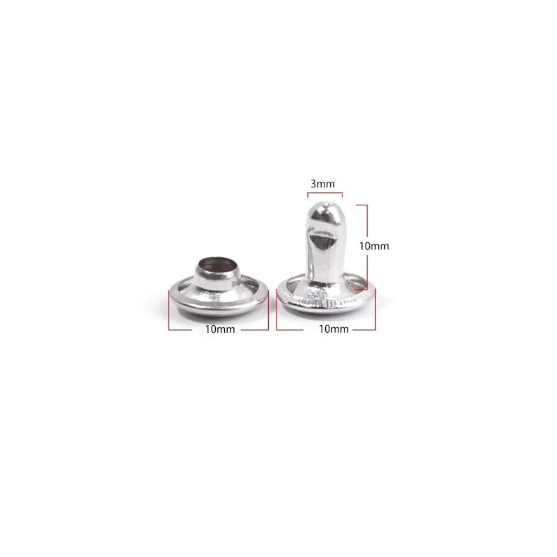 100 Pcs Leather Rivets, 10mm x 10mm Double Cap Rivets