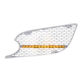 United Pacific 41776 Grille Air Intake- LH, Chrome, with LED Light, Amber LED/Clear Lens, for 2013+ Peterbilt 579