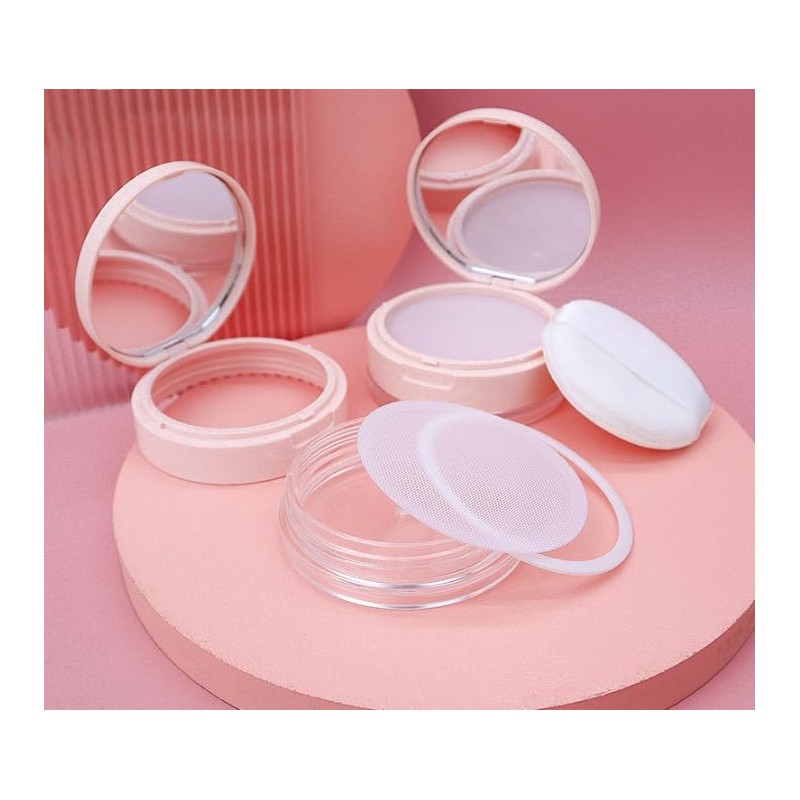 Feilguee 1PCS Portable Powder Compact Case Leak-free Reusable Plastic Powder