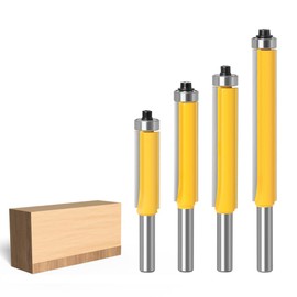 WSOOX 4 pieces flush cutter shaft 8 mm top with ball bearing milling cutter flush cutter for woodworking
