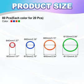 PATIKIL Plastic Toss Ring 4 Sizes, 80 Pack Sports Rings Toss Game Speed and Agility Practice Rings for Carnival Outdoor Games Supplies Bean Bags Throwing Yard Games, 4 Colors