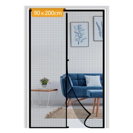 Yotache Fly Curtain Balcony Door 90 x 205 cm Mosquito Net Door with Magnet for Kitchen Door Magnetic Curtain Black