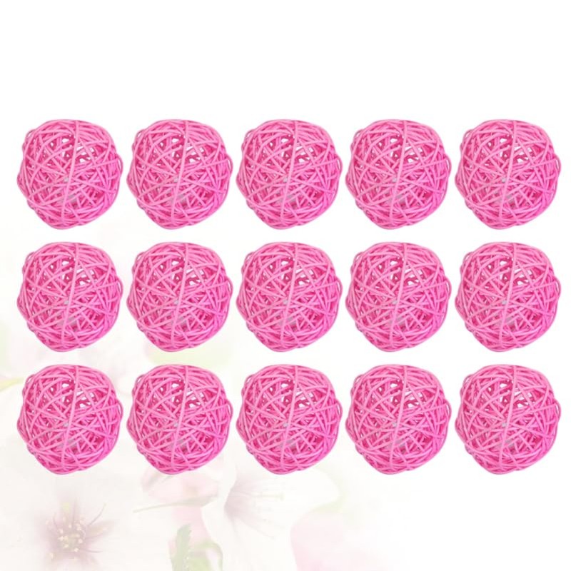 15Pcs Pink Rattan Decorative Balls for Diy Craft - Versatile
