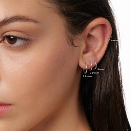 Small Hoop Earrings for Women Men Silver Huggie Hoop Earrings for Cartilage Helix Hypoallergenic Surgical Stainless Steel Earrings 6/8/10/12mm Thin Silver Hoops Set for Girls (Thinner 1.6mm)