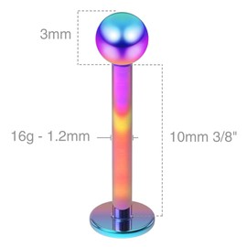 4pc 16g 1.2mm Labret Bar Jewellery Gauge Piercing Lip Ring Stud Tragus Set Balls Marilyn Monroe Daith Conch 10mm