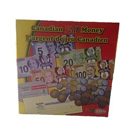 Canadian Play Money Set: 300 Bills, 250 Coins, 12 Cheques & 3 Credit Cards