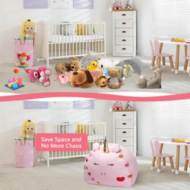 Decalsweet Dinosaur Large Bean Bag Chair-COVER ONLY-Stuffed Animal Toy Storage Bean Bag for Kids Boys,Toy Organizer Bedroom,Gift for Christmas Birthday-80×76×63cm-Green(No Filling)