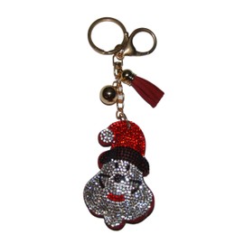 Popfizzy Rhinestone Christmas Bear Keychain for Women, Xmas Backpack Key Chains, Christmas Purse Charm, Christmas Gifts