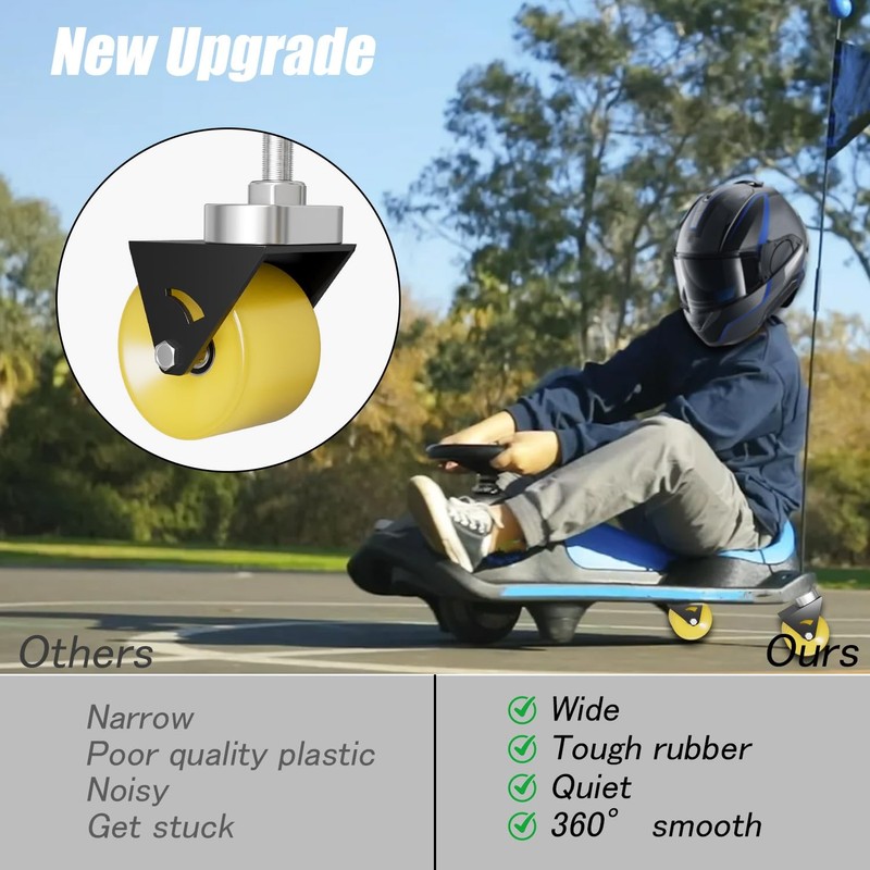 Upgrade Complete Caster Wheels Assembly Fit for Razor Crazy Cart
