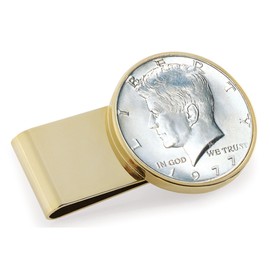 American Coin Treasures U.S. Coin Money Clip - JFK Half Dollar | Stainless Steel Moneyclip Layered in Pure 24k Gold | Holds Currency, Credit Cards, Cash | Certificate of Authenticity