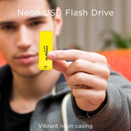 Integral Neon USB 3.0 64GB Flash Drive Pack of 2 (Yellow/Orange)