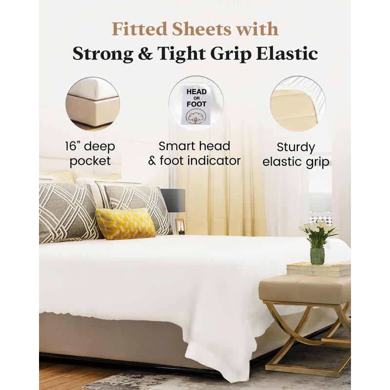 Luxury 100% Egyptian Cotton Fitted Sheet, 1 Piece 1000 TC