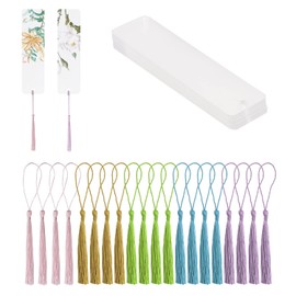 Blank Clear Book Page Mark Penta Angel 20Pcs Plastic Craft Transparent Acrylic Page Markers with 20Pcs Small Book Page Marks Tassels for DIY Projects and Graduation Gift Tag