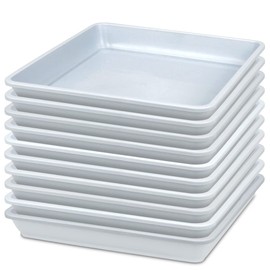 LNQ LUNIQI 10 Pcs 6 Inches Square Plastic Plant Saucer Flower Pot Bottom Seat Flower Pot Tray Thick Plastic Drip Tray for Garden Potted Water Drips and Soil （White）