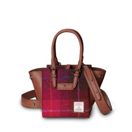 Islander The Mini Caillie Tote Harris Tweed & PU leather (Fuchsia Tartan), Fuchsia Tartan