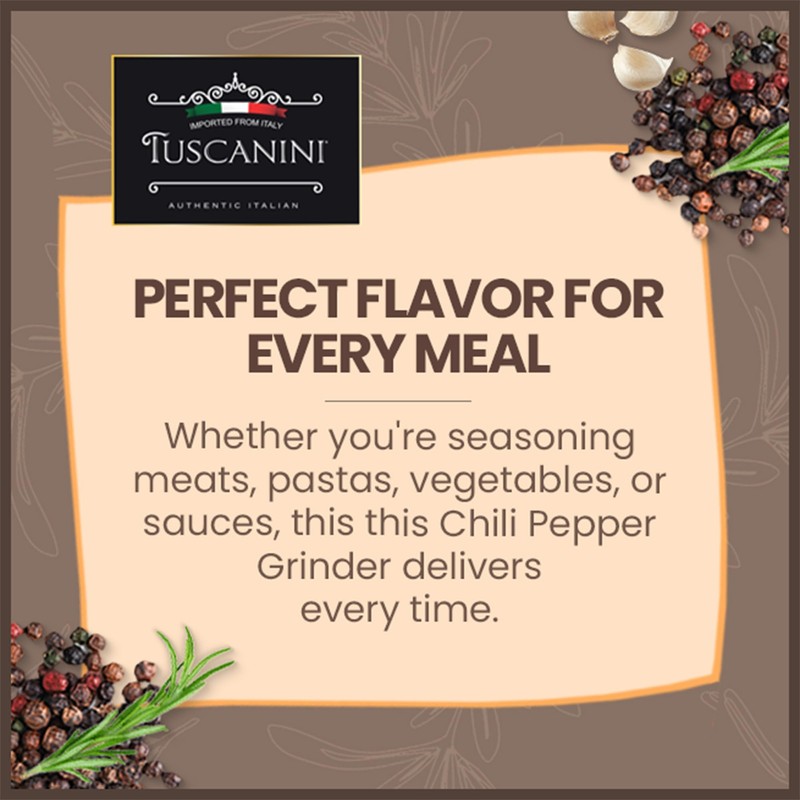 Tuscanini Premium Chili Pepper Spice Grinder, 1.06oz | Freshly Ground
