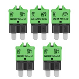 LENKRAD Automotive 30 Amp ATC/ATO Resettable Fuse 30A Manual Reset Standard Blade 30Amp Fuses Manual-Reset Circuit Breaker 30A for Car Truck RV Marine Boat Trolling Motorhome, 5 Pack
