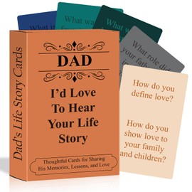 Uflognirz Fathers Day Dad Gifts from Daughter Son - Dad I'd Love to Hear Your Life Story Conversation Cards for Birthday, Hear Dad's Story, 104 Engaging Questions - Sentimental Gifts for Father