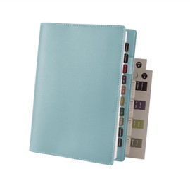 Seavito Planner Cover for A5, Faux Leather Cover for Notebook, Three Card Slots, Pen Holder and Bookmark(Cover Only)，Blue