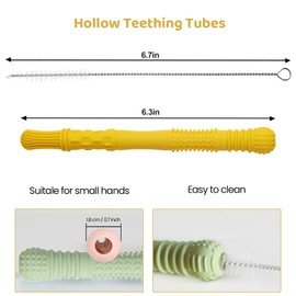 Galenecx 6 Stück Beißröhrchen, Silikon Kaustäbe, Baby Zahnungshilfe, Hohl Kausticks, Auffrischungssicher, Weiche Texturen, Molarstab Säuglinge und Kleinkinder