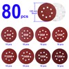 Nutabevr Set of 80 Velcro Sandpaper, 8 Holes, Random Orbital