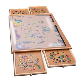 PlayVibe 1000 Piece Puzzle Board with Drawers and Cover - Portable Wooden Jigsaw Puzzle Tray with Drawers, Solve Station & Sturdy Table - Be in Control with a Stable Base