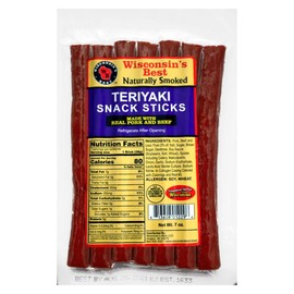 Wisconsin's Best - Teriyaki Beef Snack Sticks (7-1 oz. Sticks) Healthy Protein Snack. Great for Lunch Bags, Hiking and Biking. Keto-Friendly, Low Carb, Low Sugar, High Protein.