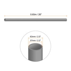 Rebower 2.2" x 2.5" PVC Pipe 26" Plastic Rigid Tubing Round High Impact Drain Pipe, [for Greenhouse Garden Home HVAC Plumbing] - 57x63mm / Light Grey