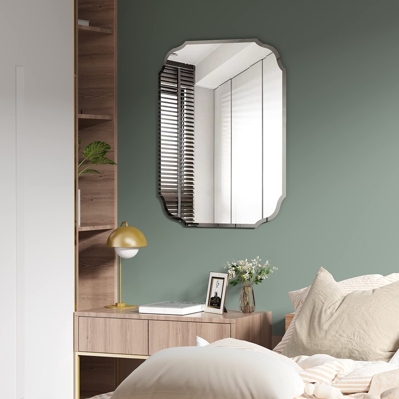 GOAND Silver Wall Mirror-Beveled Edge Frameless Mirror for Bathroom, Vanity,