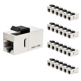 Iwillink Acoplador Cat6 RJ45 Cat6 Acoplador Blindado, Acoplador Ethernet, Conector Keystone Cat6 Hembra a Hembra, Acoplador en Línea STP Keystone, Color Plateado, Paquete de 25
