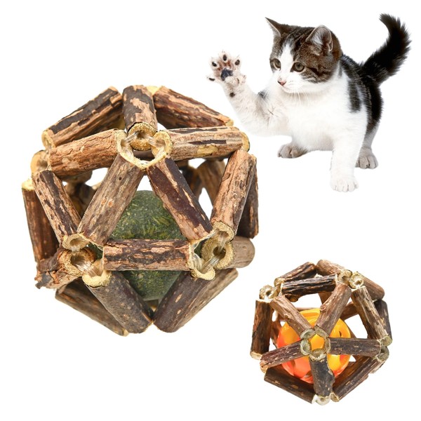 KINDABLU Catnip and Silvervine Ball Toy Set for Cats, Catnip