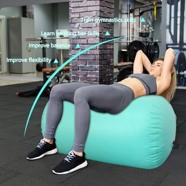 CZGBRO Air Roller Gymnastics Barrel Inflatable Tumbling Roller Air Mat Octagon Mat with Electric Pump for Backhandspring Training Cheerleading Home Use(Green, 3.3ftx23.6inch)