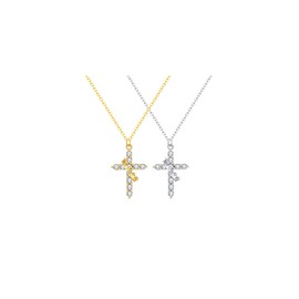 Taouzi Cross Necklace for Women Crown Cross Necklace with Rotated Pendant Cubic Zirconia Diamond Faith Jewelry Christmas Birthday gift for women (Gold 2)