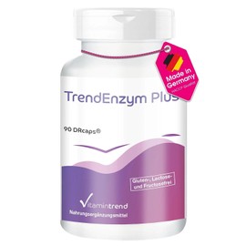 Vitamintrend TrendEnzym Plus, 90 DRcaps, Swallow-friendly, 540 mg Bromelain per Daily Dose, Dietary Supplement Vegan without Magnesium Stearate, Made in Germany
