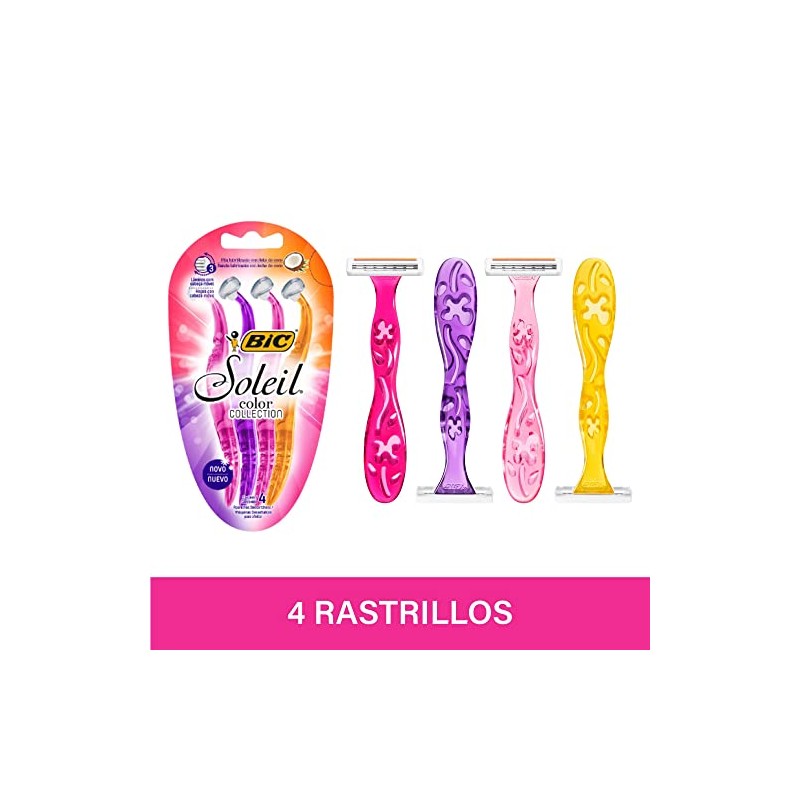 BIC Rastrillo Soleil Acero Inoxidable Mango Ergonómico Banda Lubricante con