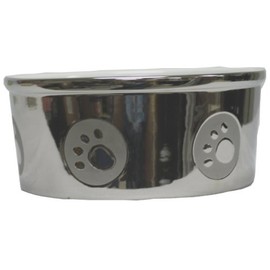 Ethical Pet Products (Spot) Stoneware Paw Print Titanium Dog Dish 7 Inch