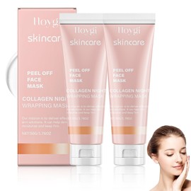 Laralily Collagen Mask 2 Pieces Collagen Mask Face Overnight Collagen Night Wrapping Mask Collagen Wrapping Mask Turbidity Effective Reduce Suitable for Dry Oily Sensitive Skin Types