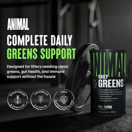 Animal Daily Greens Pill Packs - Kale, Wheat Grass, Alfalfa & More - Convenient Prebiotic and Probiotic Superfood Blend for Superior Digestion, Gut Health, and Immunity For Men & Women - 30 Day Supply