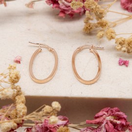 Carissima Gold Women's 9 ct Rose Gold 14 x 30 mm Oval Creole Earrings