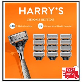 Harry's Chrome Edition Razor Set 13 x 5-Blade Cartridges + 1 Chrome Metal Handle
