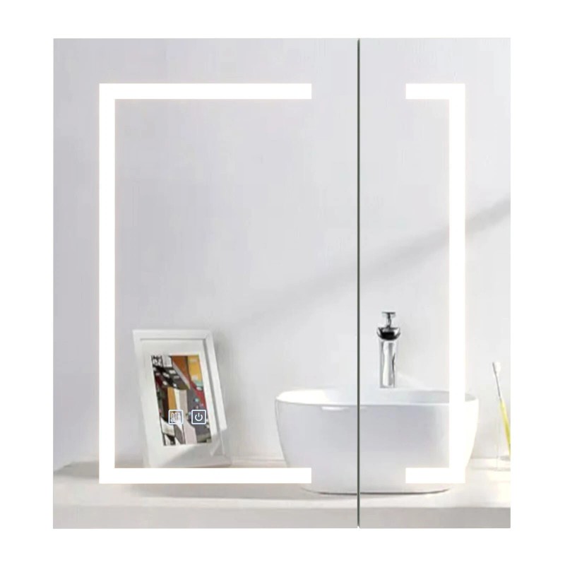 Mepplzian Large LED Bathroom Mirror Cabinet Touch Switch 3 Colors