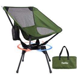 THALLIKE [2025 New 360° Swivel Camping Chair for Adults, Portable Folding Chair with Cup Holder,Compact Backpack Chair,Lightweight Outdoor Chair for Travel, Fishing, Hiking, Beach
