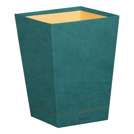 RHODIA 194625C - Peacock Waste Paper Bin - 24x24x32 cm - Orange Saddle Stitching - Faux Leather Exterior - Home Office Collection Rhodiarama - Office Organization & Designer Storage
