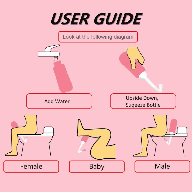 2Pcs Portable Handheld Bidet 450ML Strong Elastic Light Weight Large